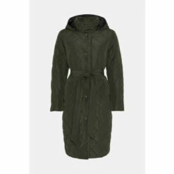 Wallis Olive Funnel Neck Belted Padded Coat For Female -Cheap Wallis Store unnamed file 1001