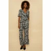 Wallis Abstract Printed Front Belted Jumpsuit For Female