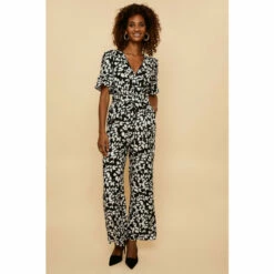 Cheap Wallis Store 24 Wallis Abstract Printed Front Belted Jumpsuit For Female