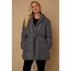 Wallis Petite Shawl Neck Belted Puffer Coat For Female