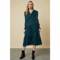 Wallis Teal Animal Twist Front Midi Dress For Female -Cheap Wallis Store unnamed file 1132