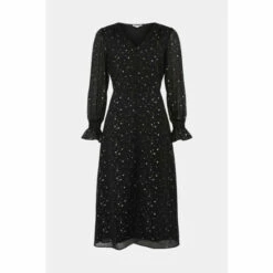 Wallis Foil Star Button Midi Dress For Female -Cheap Wallis Store unnamed file 1152