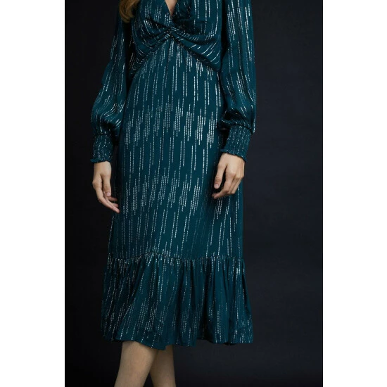 Wallis Metallic Stripe Twist Midi Dress For Female 7 Wallis Metallic Stripe Twist Midi Dress For Female - Image 5