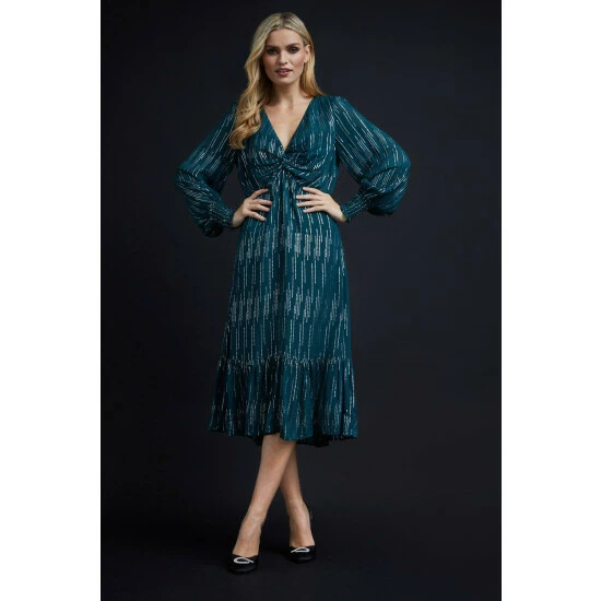 Wallis Metallic Stripe Twist Midi Dress For Female 9 Wallis Metallic Stripe Twist Midi Dress For Female - Image 7