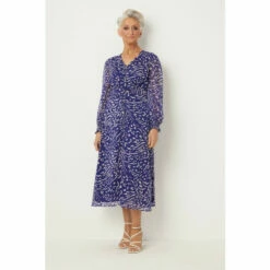 Wallis Petite Blue Animal Button Through Midi Dress For Female -Cheap Wallis Store unnamed file 1226