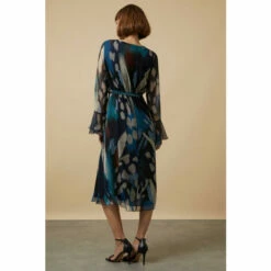 Wallis Teal Abstract Belted Wrap Midi Dress For Female -Cheap Wallis Store unnamed file 1229