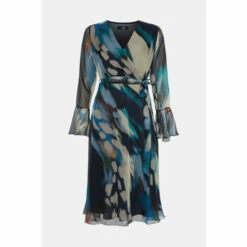 Wallis Teal Abstract Belted Wrap Midi Dress For Female -Cheap Wallis Store unnamed file 1231