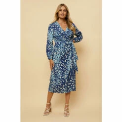 Wallis Petite Navy Animal Wrap Long Sleeve Midi For Female -Cheap Wallis Store unnamed file 1271