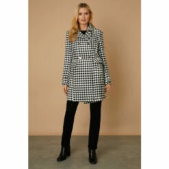 Wallis Dogtooth Check Pea Coat For Female