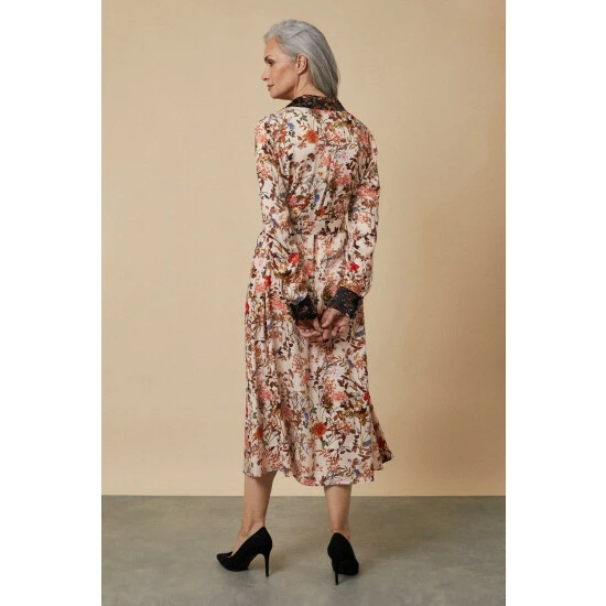 Wallis Contrast Floral Satin Pocket Shirt Dress For Female 5 Wallis Contrast Floral Satin Pocket Shirt Dress For Female - Image 3