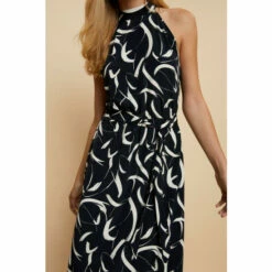 Wallis Mono Abstract High Neck Ruffle Midi Dress For Female -Cheap Wallis Store unnamed file 1352