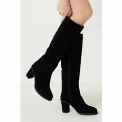 Wallis Suede Waverly Round Toe Block Heel Knee Boots For Female