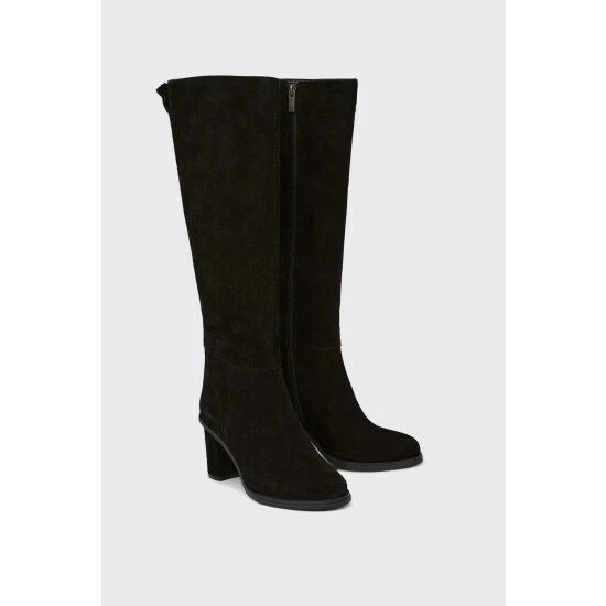 Wallis Suede Waverly Round Toe Block Heel Knee Boots For Female 6 Wallis Suede Waverly Round Toe Block Heel Knee Boots For Female - Image 4