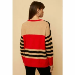 Wallis Button Shoulder Cosy Stripe Crew Neck Jumper For Female -Cheap Wallis Store unnamed file 1380