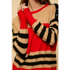 Wallis Button Shoulder Cosy Stripe Crew Neck Jumper For Female -Cheap Wallis Store unnamed file 1381