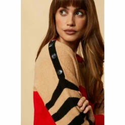 Wallis Button Shoulder Cosy Stripe Crew Neck Jumper For Female -Cheap Wallis Store unnamed file 1383