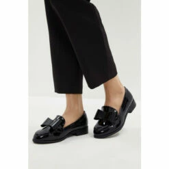 Wallis Wide Fit Luna Bow Detailed Loafers For Female