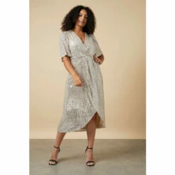 Wallis Curve Sequin Wrap Dress For Female