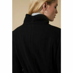 Wallis Black Smart Belted Collarless Wrap Coat For Female -Cheap Wallis Store unnamed file 144