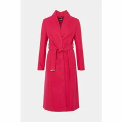 Wallis Black Smart Belted Collarless Wrap Coat For Female -Cheap Wallis Store unnamed file 145