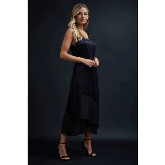 Wallis Petite Satin Mesh Insert Midi Dress For Female 3 Wallis Petite Satin Mesh Insert Midi Dress For Female