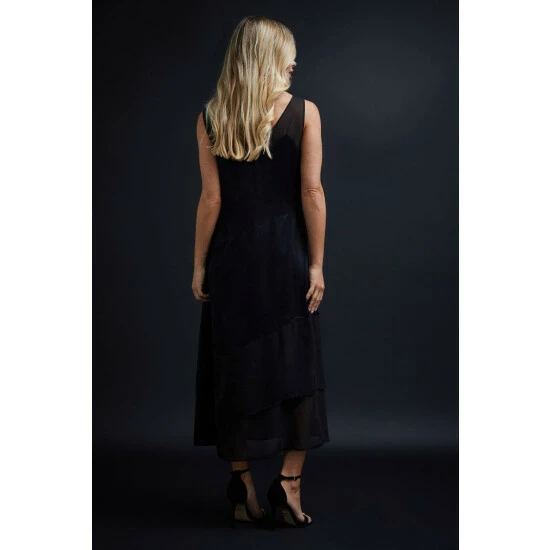 Wallis Petite Satin Mesh Insert Midi Dress For Female 5 Wallis Petite Satin Mesh Insert Midi Dress For Female - Image 3