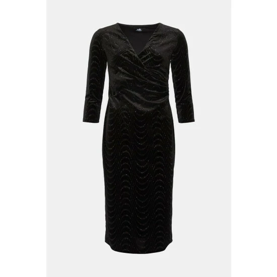 Wallis Velvet Wavy Glitter Wrap Dress For Female 7 Wallis Velvet Wavy Glitter Wrap Dress For Female - Image 5