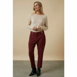 Wallis Petite Berry Smart Tapered Leg Trousers For Female
