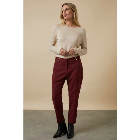 Wallis Petite Berry Smart Tapered Leg Trousers For Female 8 Wallis Petite Berry Smart Tapered Leg Trousers For Female - Image 6