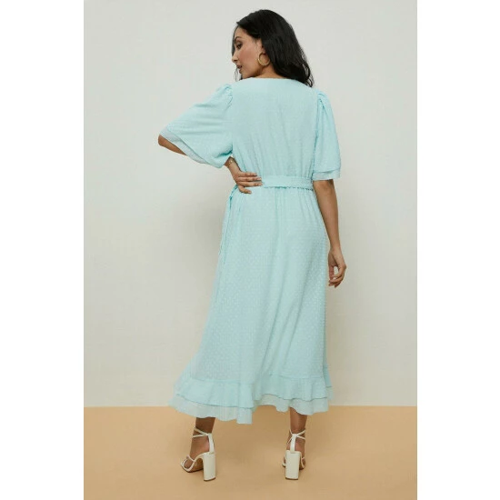 Wallis Mint Dobby Wrap Midi Dress For Female 5 Wallis Mint Dobby Wrap Midi Dress For Female - Image 3