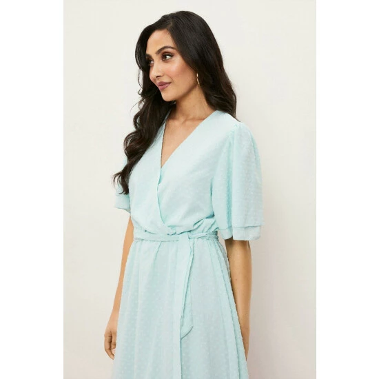 Wallis Mint Dobby Wrap Midi Dress For Female 9 Wallis Mint Dobby Wrap Midi Dress For Female - Image 7