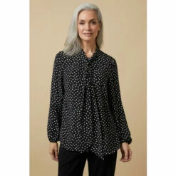 Wallis Black Spot Tie Neck Top For Female -Cheap Wallis Store unnamed file 1546