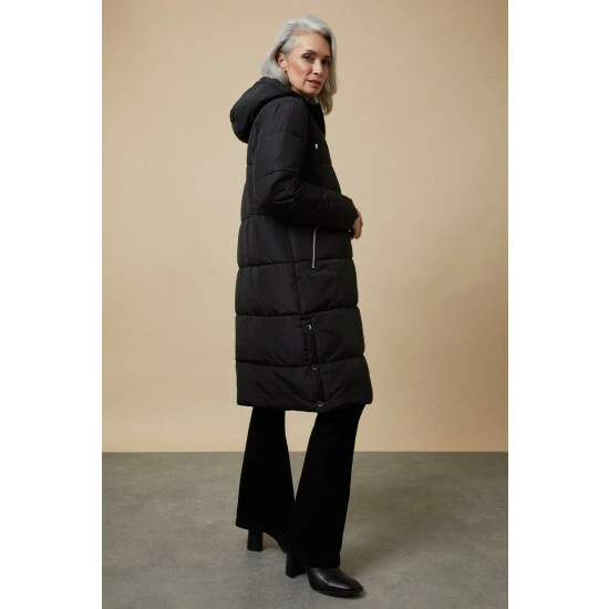 Wallis Black Popper Detail Padded Coat For Female 3 Wallis Black Popper Detail Padded Coat For Female