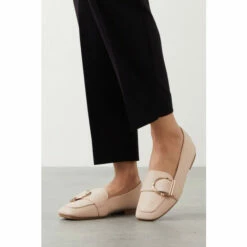 Wallis Lara Large Buckle Square Toe Loafers For Female