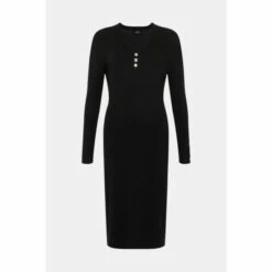 Wallis Black Button V Neck Knitted Dress For Female -Cheap Wallis Store unnamed file 1620