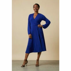 Wallis Blue Jersey Wrap Midi Dress For Female