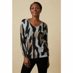 Wallis Petite Contrast Zebra V Neck Jumper For Female -Cheap Wallis Store unnamed file 1643