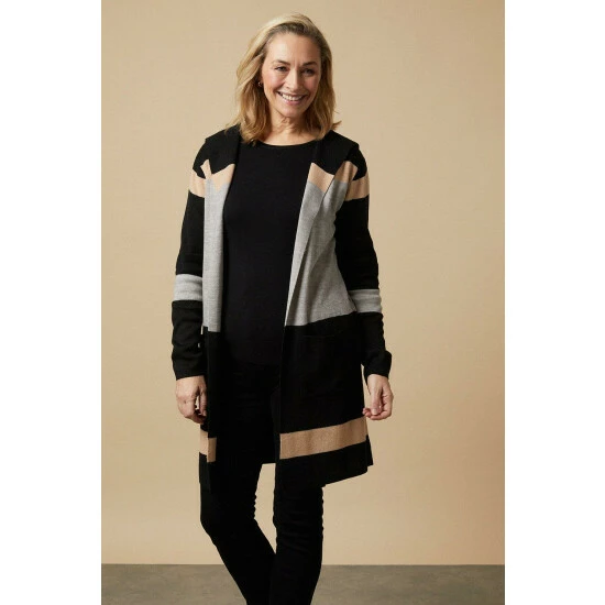 Wallis Tall Black Collar Striped Coatigan For Female 9 Wallis Tall Black Collar Striped Coatigan For Female - Image 7