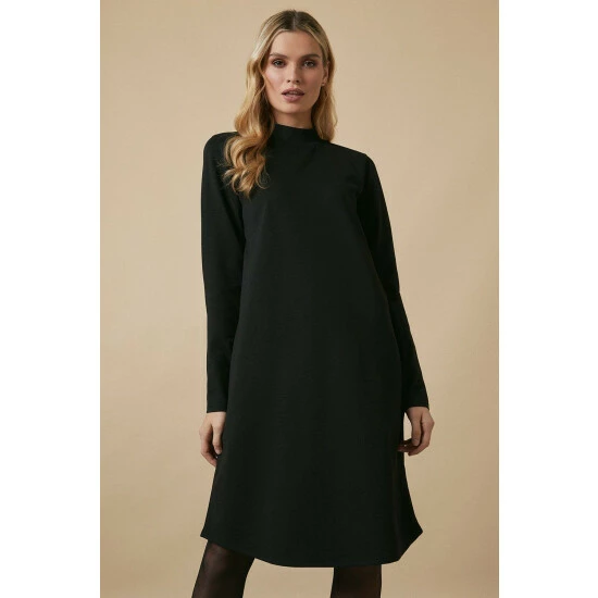 Wallis Tall Black Ponte High Neck Dress For Female 4 Wallis Tall Black Ponte High Neck Dress For Female - Image 2