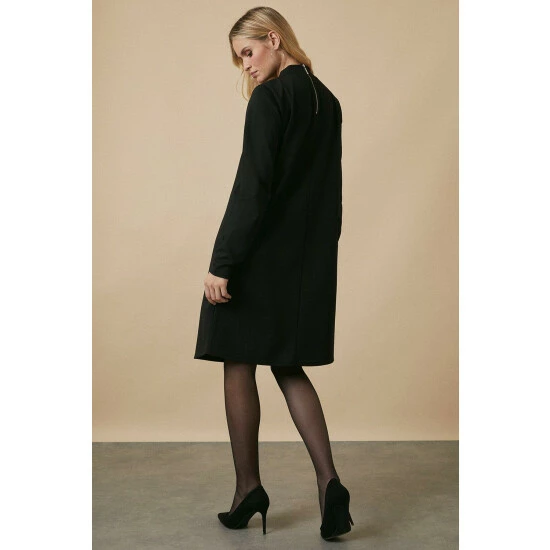Wallis Tall Black Ponte High Neck Dress For Female 5 Wallis Tall Black Ponte High Neck Dress For Female - Image 3