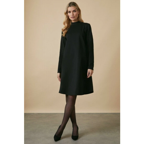 Wallis Tall Black Ponte High Neck Dress For Female 8 Wallis Tall Black Ponte High Neck Dress For Female - Image 6