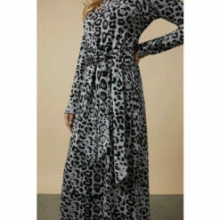 Wallis Petite Grey Animal Knitlook Tie Waist Midi Dress For Female -Cheap Wallis Store unnamed file 1726