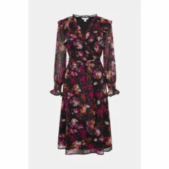 Wallis Berry Floral Frill Detail Shirred Cuff Dress For Female -Cheap Wallis Store unnamed file 1742