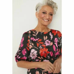 Wallis Petite Pink Floral Puff Sleeve Satin Dress For Female -Cheap Wallis Store unnamed file 1754