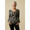 Wallis Grey Leopard Animal V Neck Jumper For Female