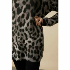 Wallis Grey Leopard Animal V Neck Jumper For Female -Cheap Wallis Store unnamed file 1788