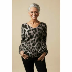 Wallis Grey Leopard Animal V Neck Jumper For Female -Cheap Wallis Store unnamed file 1789