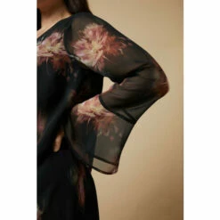 Wallis Curve Blurred Floral Ruffle Sleeve Shift Dress For Female -Cheap Wallis Store unnamed file 1795