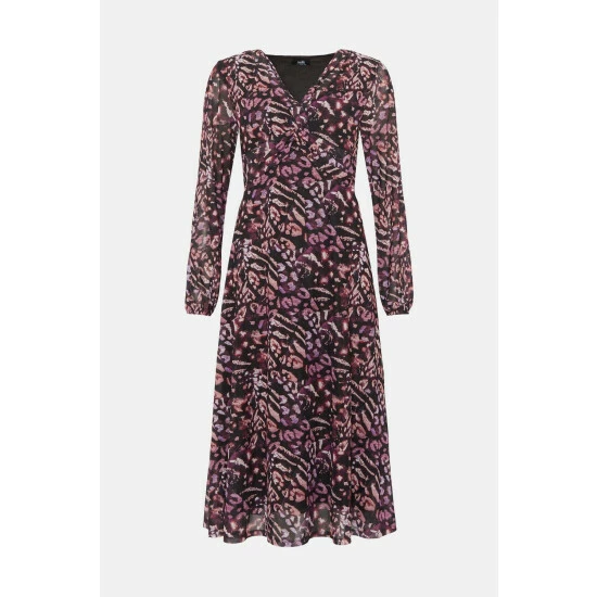 Wallis Pink Animal Mesh Twist Front Jersey Dress For Female 7 Wallis Pink Animal Mesh Twist Front Jersey Dress For Female - Image 5