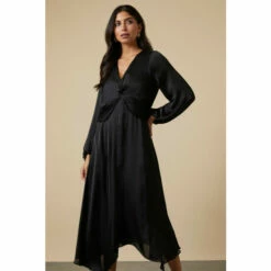 Wallis Black Satin Twist Front Hanky Hem Midi Dress For Female -Cheap Wallis Store unnamed file 1920